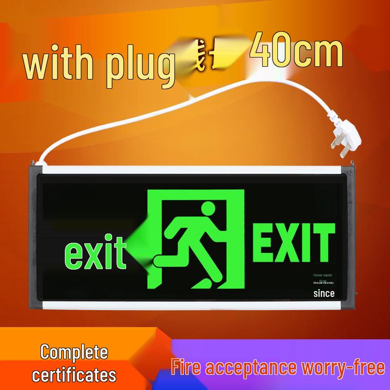 LED Fire Emergency Exit Sign with Plug-In for Evacuation Routes