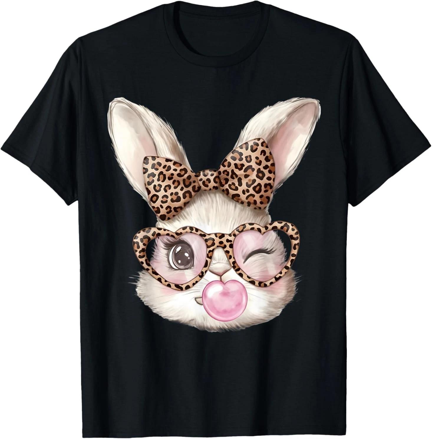 Easter Bunny Cute Glasses Leopard Bunny Rabbit Easter T-Shirt XXXXL