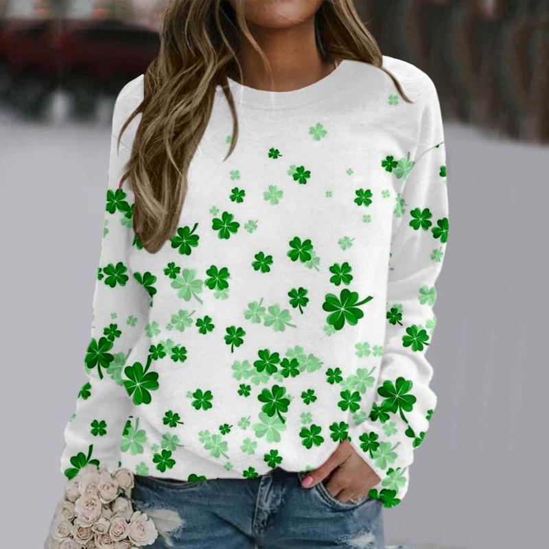 Women's pullover round neck printed tie dye plant flower sports top