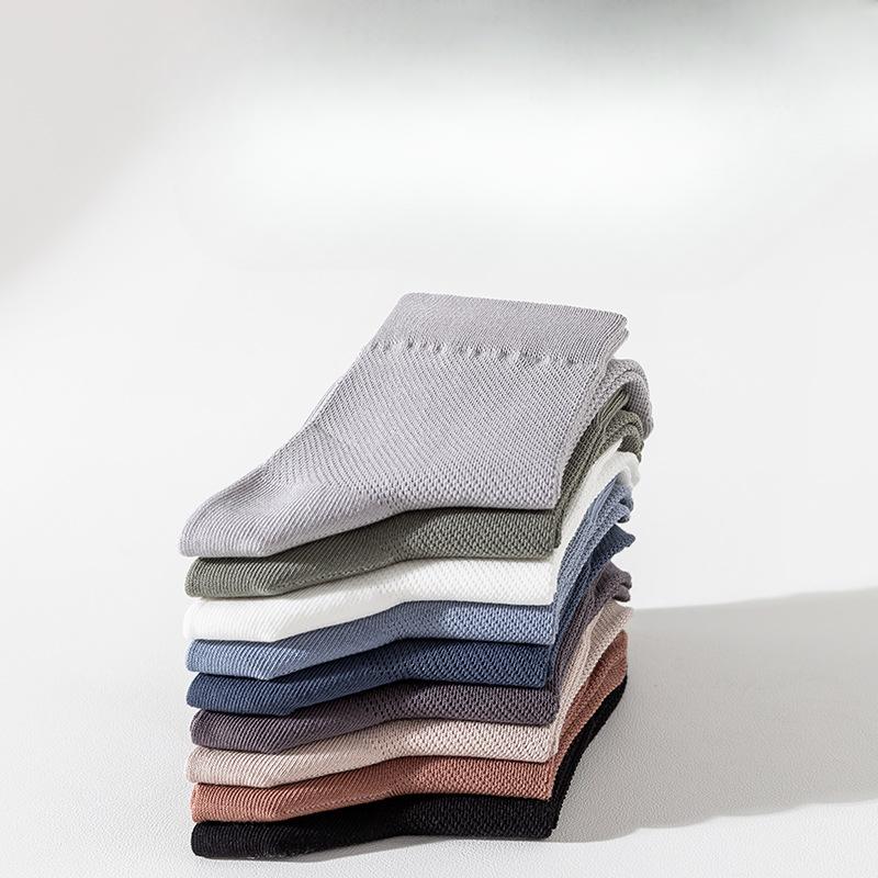 Men's Summer Thin Pure Cotton Mid-calf Socks, Mesh Breathable, Antibacterial and Deodorizing Spring and Autumn Casual Business Socks