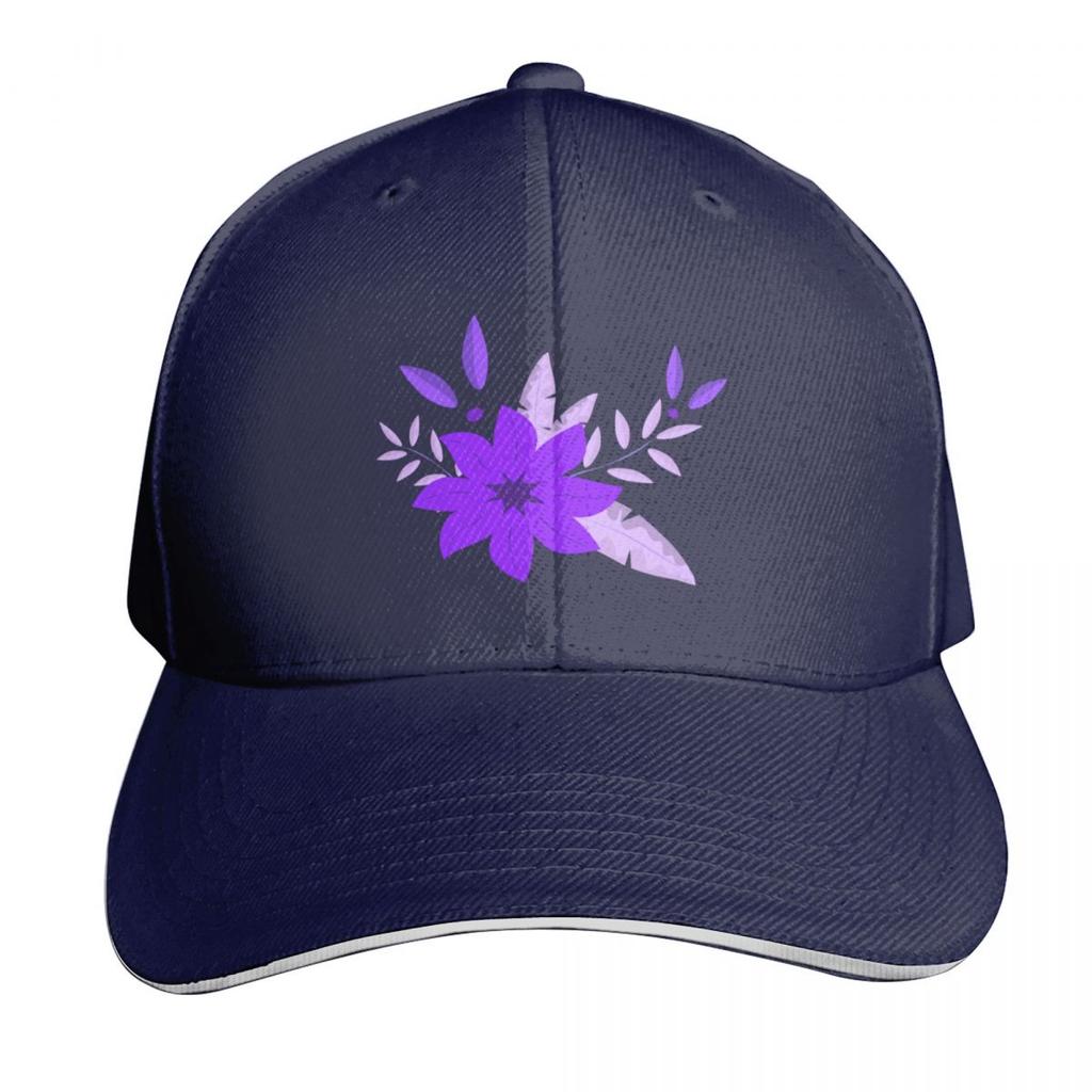 seamless fabric pattern graphic Purple flower and leafs Baseball Cap Beach Vintage Golf Hat Womens Beach Outlet Unisexs