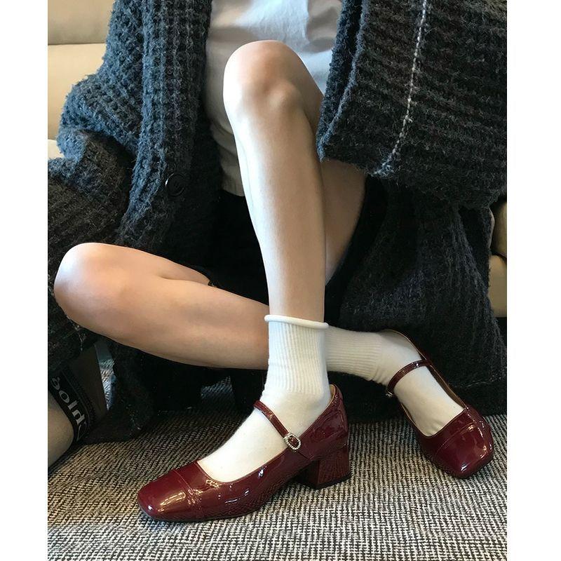 Light Luxury Daughter Style Temperament Thick Heel Single Shoes Summer Skirt Height Increase Thin Thick Heel Mary Jane Shoes