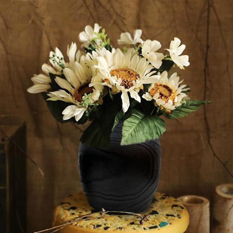 Creative Home Decoration Solid Wood Flower Arrangement Wooden Vase Fake Flower Dry Flower Vase