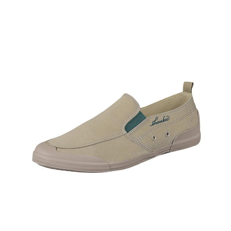 New Spring Style One Legged Lazy Shoes Flat Sole Soft Sole Old Beijing Cloth Shoes Korean Casual Breathable Trendy Shoes Men