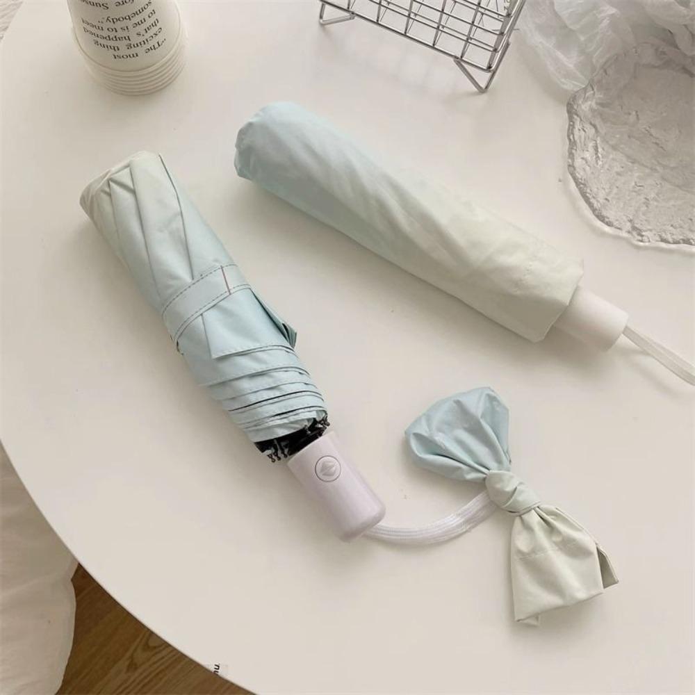 Guarda-chuva de Sol Compacto Dobrável em 3 com Laço Tipo Sal Gradiente Preto Revestido Proteção Proteção UV Guarda-chuva de Sol Dobrável UPF 50+