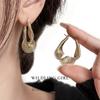 Trendy Design Irregular U-shaped Hoop Earrings for Women Personality Gold Color Stainless Steel Twisted Dangle Earring Jewelry