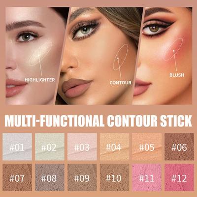 Highlight Grooming Stick, Three-Dimensional Modified Pearlescent Brightening Face Shadow Blush Stick