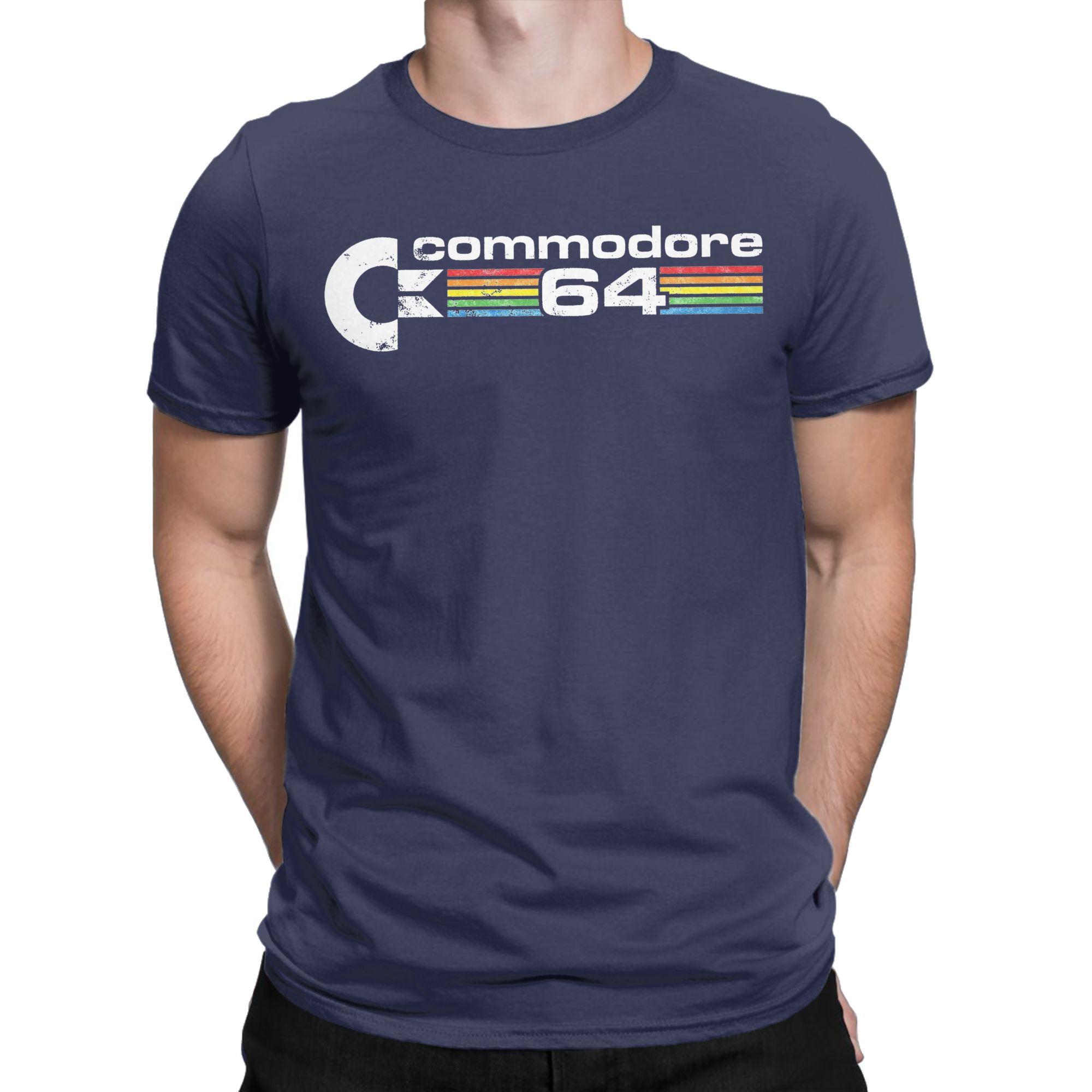 

Commodore 64 Retro Logo Men T Shirts Vintage Tees Short Sleeve Crewneck T-Shirt Cotton Plus Size Clothes - Men s Summer Cott... S разноцветный