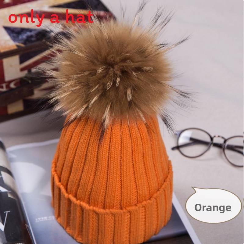 Adult Acrylic Knit Hat With Plush Ball Winter Warmth For Autumn And Winter