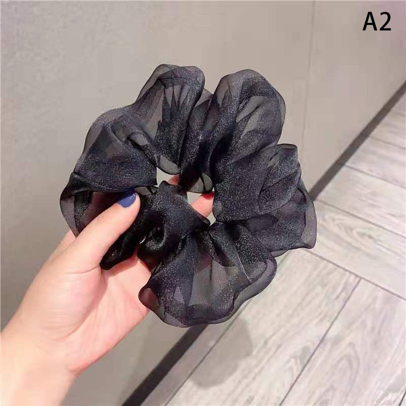 Reflective Mesh Oversized Scrunchies Big Rubber Hair Ties Plain Elastic Hair Bands Girl Ponytail Holder Women Hair Accessories