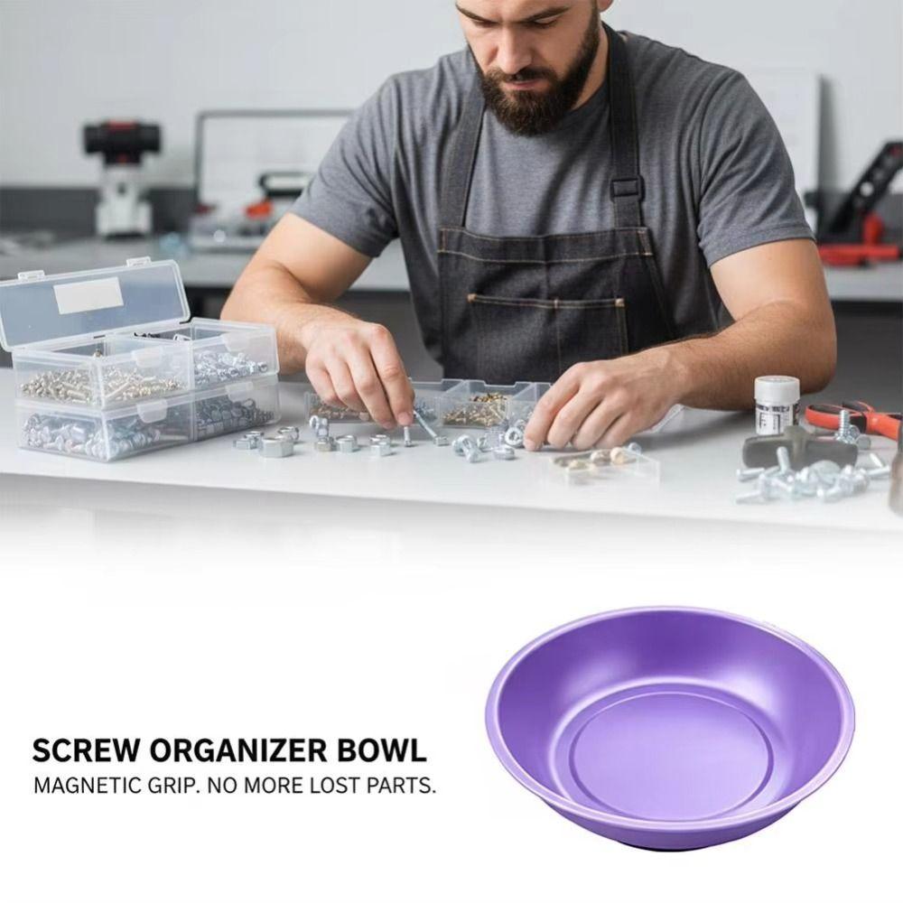Purple Magnetic Parts Tray 4 Inch /6 Inch Magnetic Bowl Screw Bit Car Suction Pad Tools DIY Store