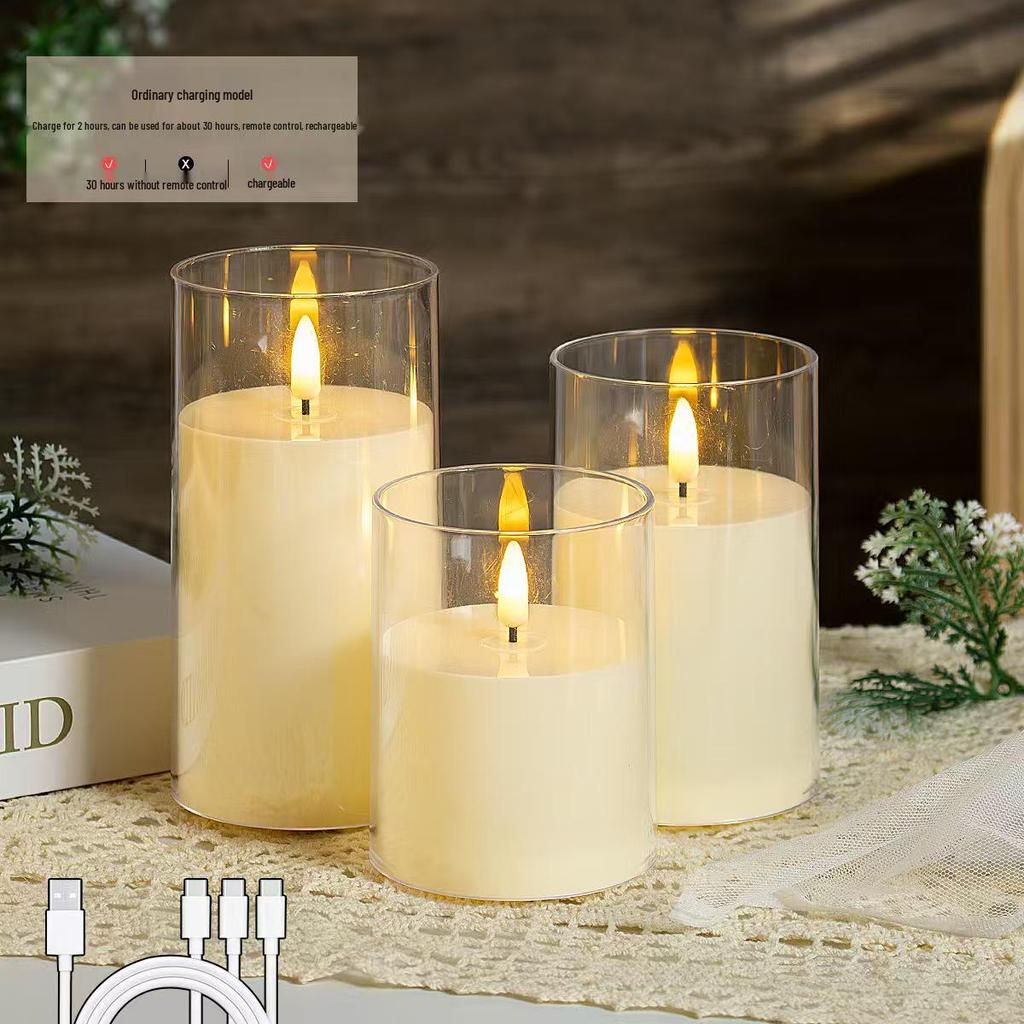Acrylic LED Candle Light with Swaying Flame and Cup