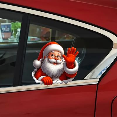 1PC Santa Waving Stickers, 3D Self Adhesive Decorative Stickers for Christmas PVC Car and Window Vinyl