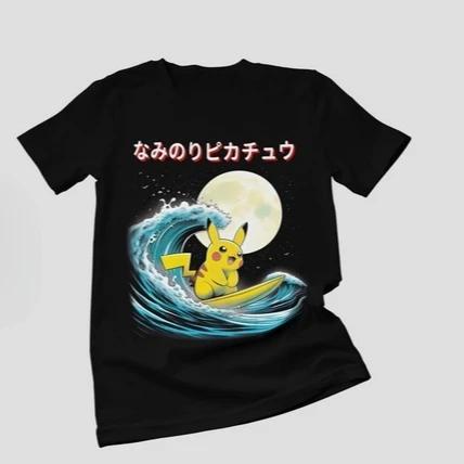 Pokemon shortsleeved Tshirt for men summer Pikachu Genki Mewtwo anime peripheral clothing Mens Shirts Women Y2k tshirts