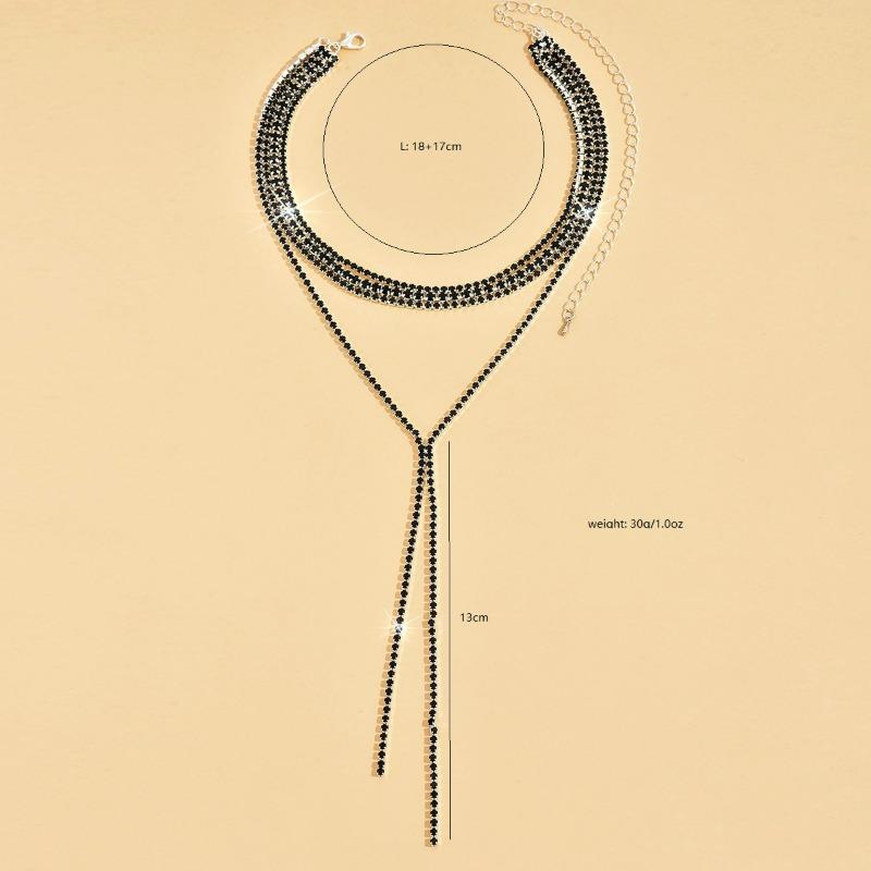Exaggerated Niche Rhinestone Neck Chain Multi-layer Light Luxury Fringed Necklace Dinner Party Back Decoration