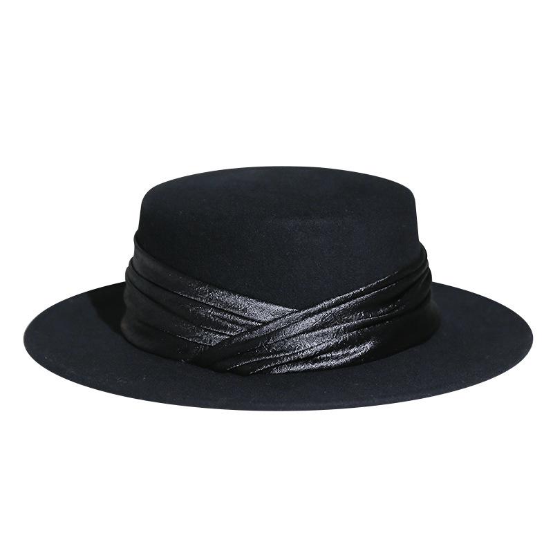 2025 Winter Französischer Retro Flacher Oberteil Wollfilz Hut für Damen