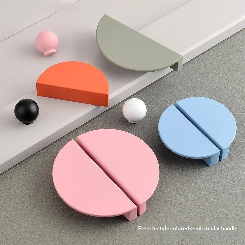 Maniglie colorate per mobili da cucina, pomelli per ante di armadi e cassetti, semicircolari, stile crema, maniglie colorate per camera dei bambini, abbinamento