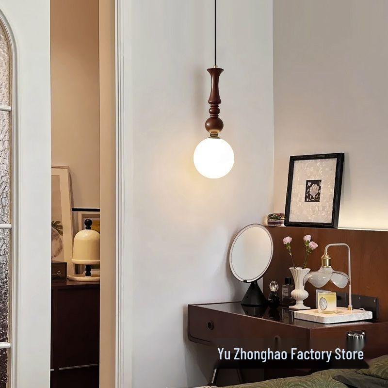 Mid-Century French Retro Pendant Light: Solid Wood for Bedroom, Study, Dining, or Bar