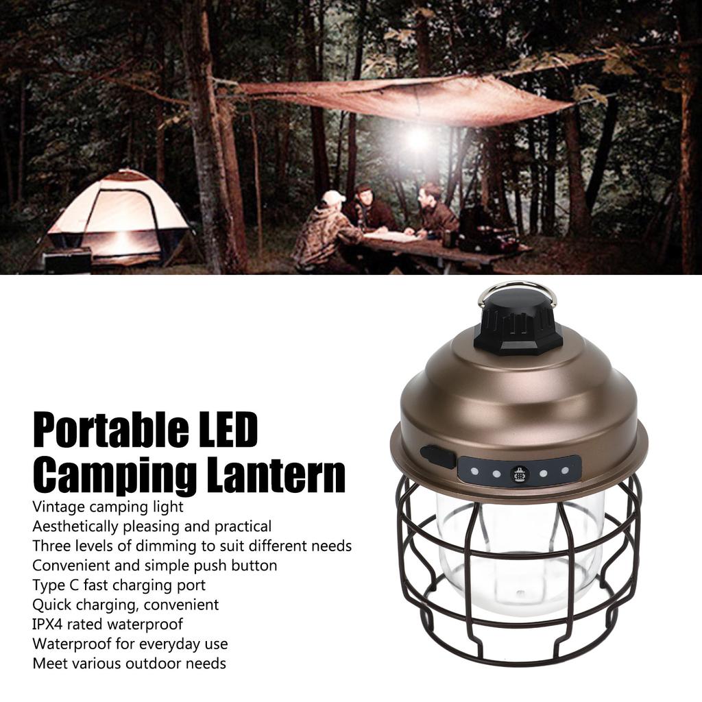 LED Camping Lantern Retro Portable Outdoor Rechargeable Camping Lights for Home Camping Outdoor Emergency