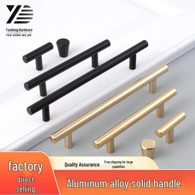 Severský minimalistický zlatý hliníkový kulatý tyčový úchyt pro skříňky a šatní skříně