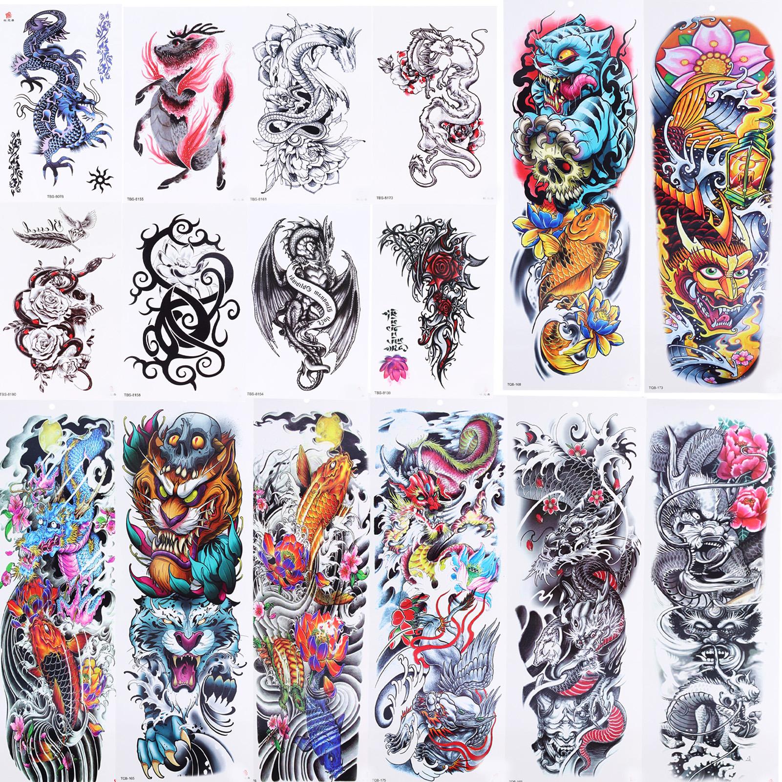 

16pcs Tattoo Stickers Temporary Waterproof Large Body Art Fake Tattoos for Women Men