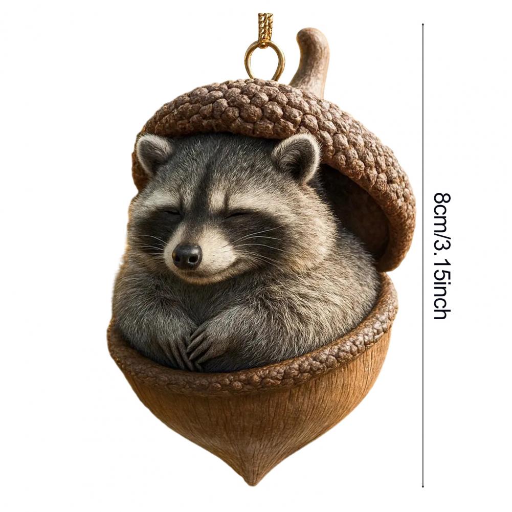 Forest Animal Acorn Ornaments 2D Acrylic Woodland Creature Hanging Ornament for Nature Lovers