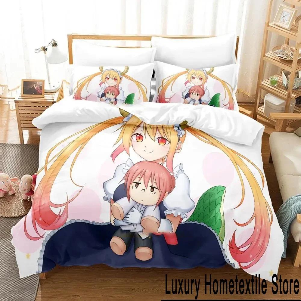 Anime Miss Kobayashi's Dragon Maid Bedding Set Duvet Cover Bed Set Quilt Cover Pillowcase Comforter King Queen Size Boys Adult