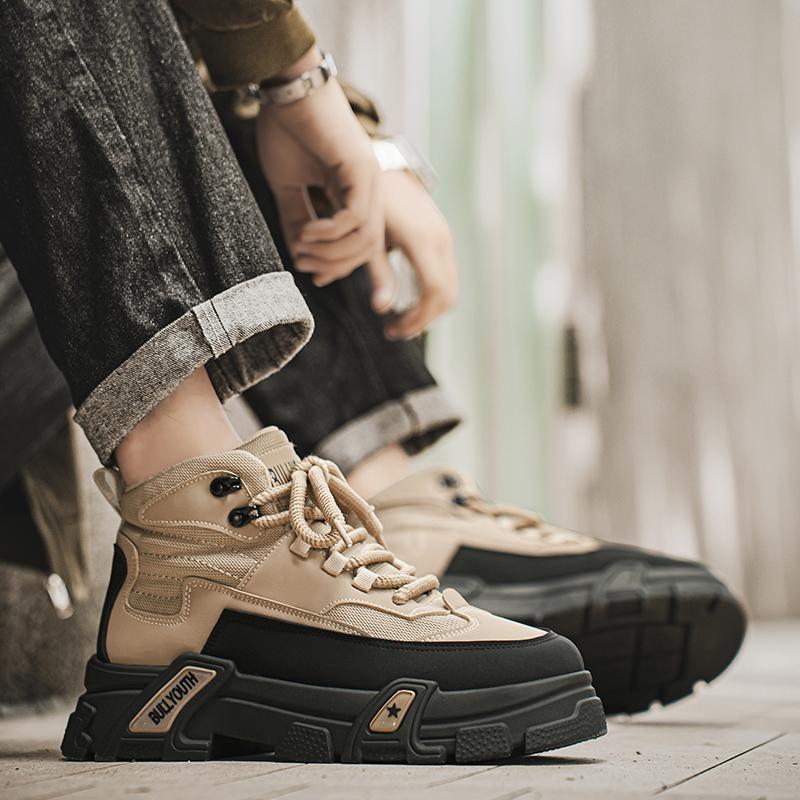 Outdoor Men Casual Sneakers Breathable Walking Hiking Shoes Quanlity Man Work Shoes Platform Ankle Boots High Top Sport Footwear