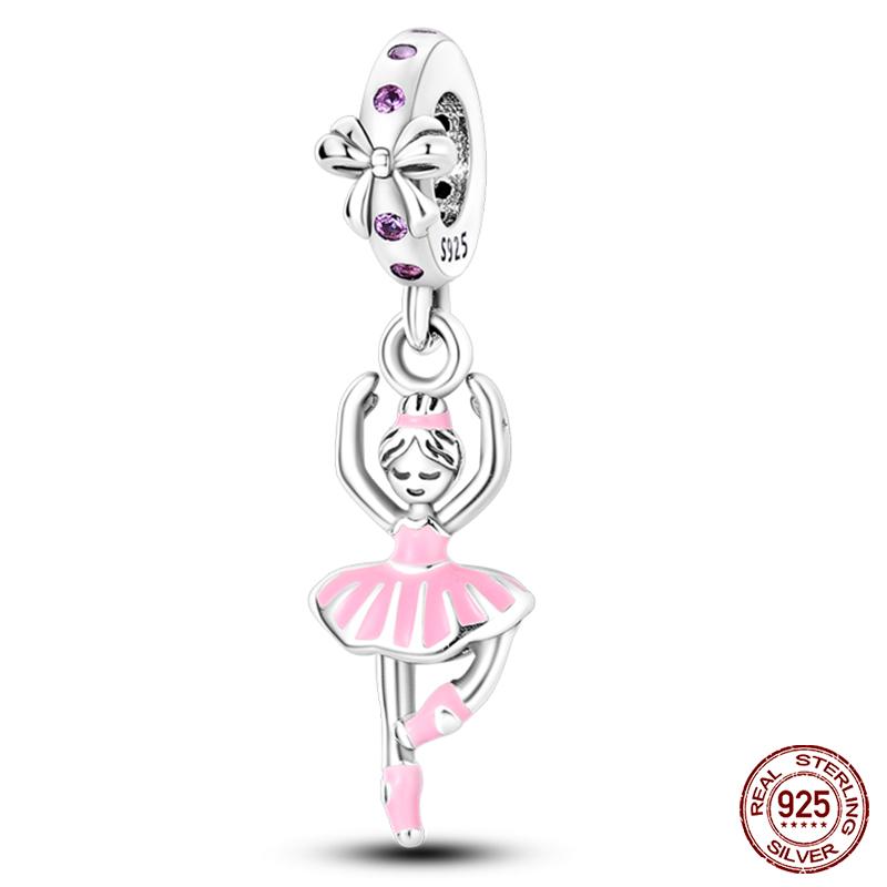 Copper Pink Collection Heart Shape Charm Beads For Brand Original Bracelet Diy Jewelry Gift