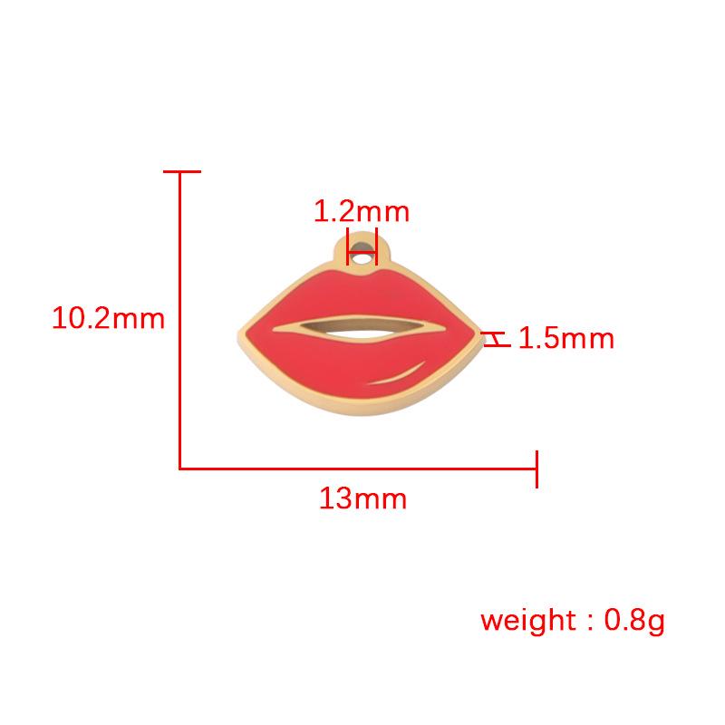 Trendy Mirror Titanium Steel Red Lips Pendant for DIY Necklace & Bracelet