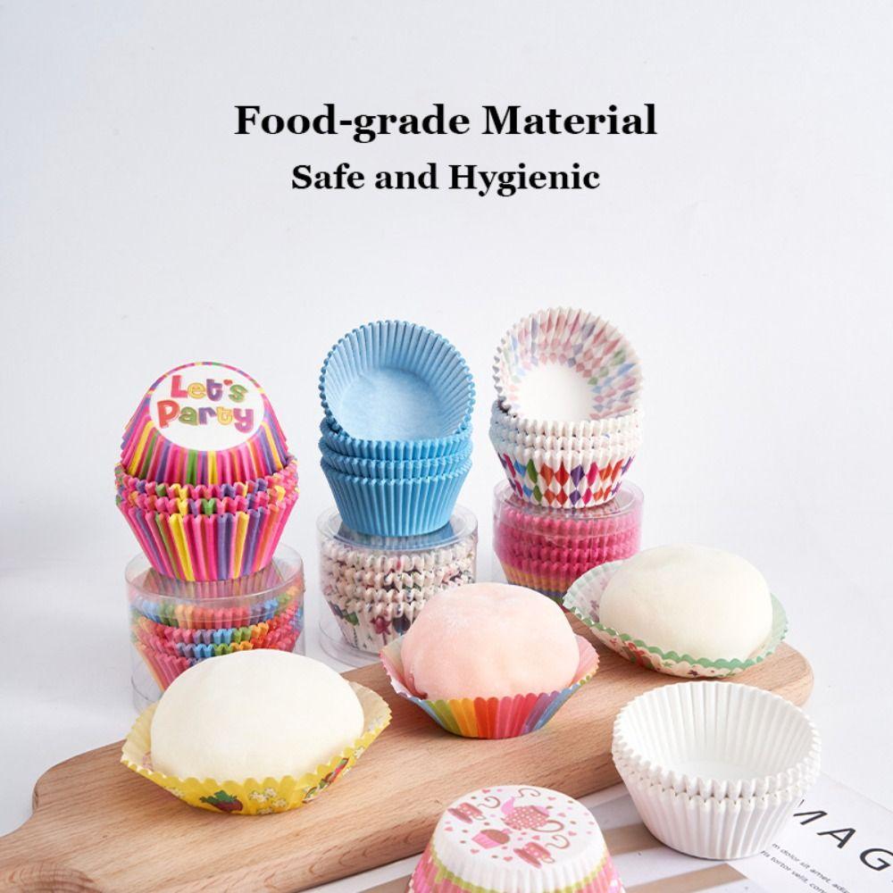 100pcs Colorful Cupcake Liners Greaseproof Paper Standard Size Baking Cups Food Grade Nonstick Molds Muffin Liners