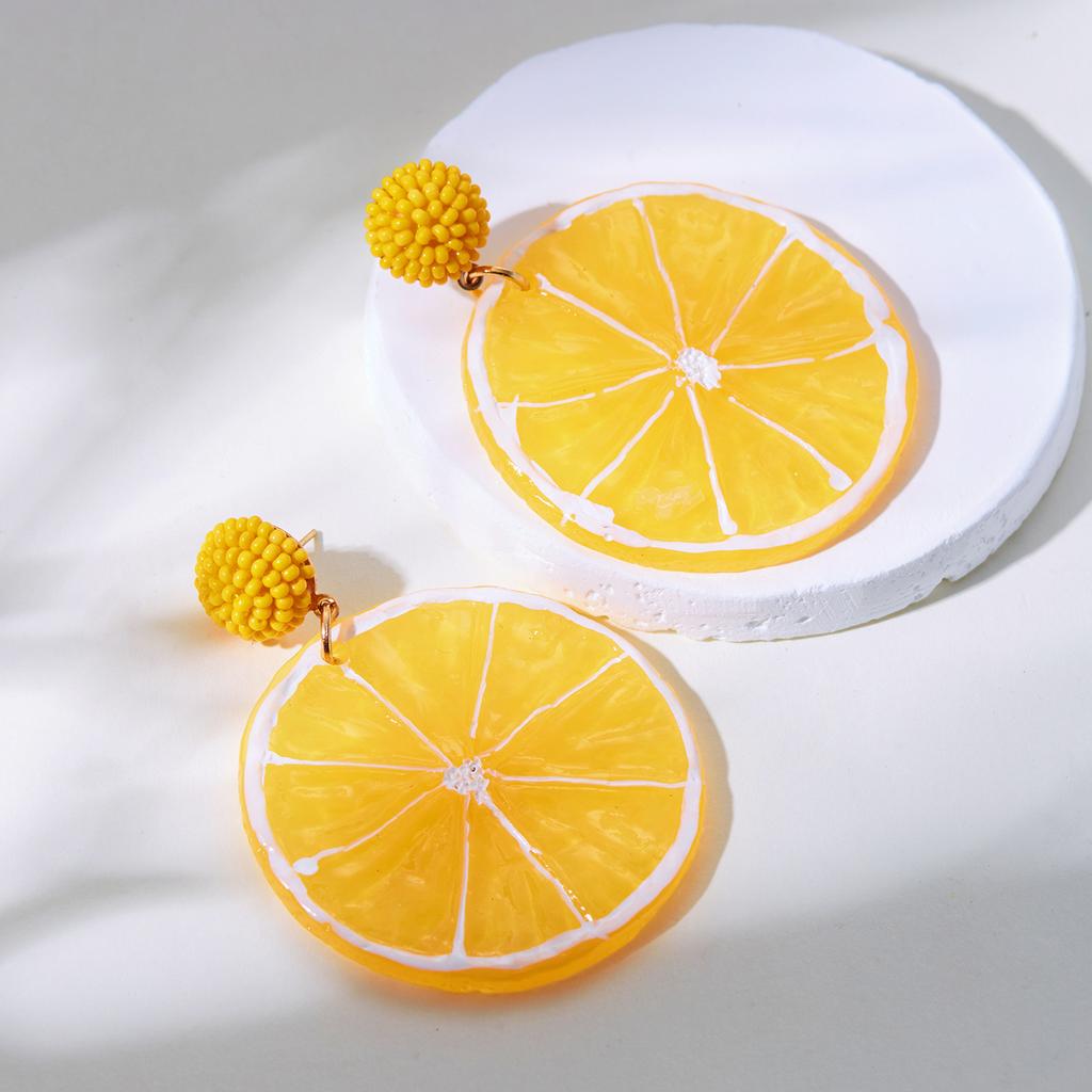 Fashion Acrylic Fruit Big Dangle Earrings For Women Trend Lemon Strawberry Pitaya Simulated Fruit Pendant Earring Charm Jewelry