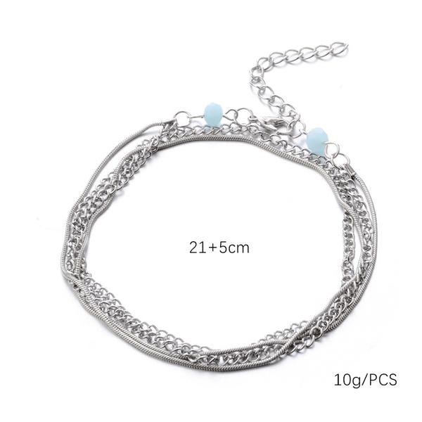 Brățară de gleznă cu margele boeme, lanț multi-strat, modă pentru femei, argint și aur, șarpe, lanțuri, glezne, brățări pentru picior, bijuterii cadouri