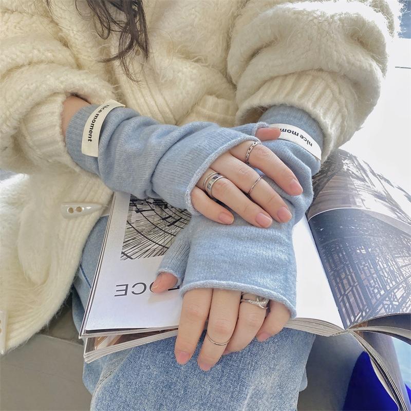 Long Fingerless Mittens Women's Winter Warmer Gloves Fashion Arm Sleeves Casual Goth Wrist Sleeves Christmas Glove