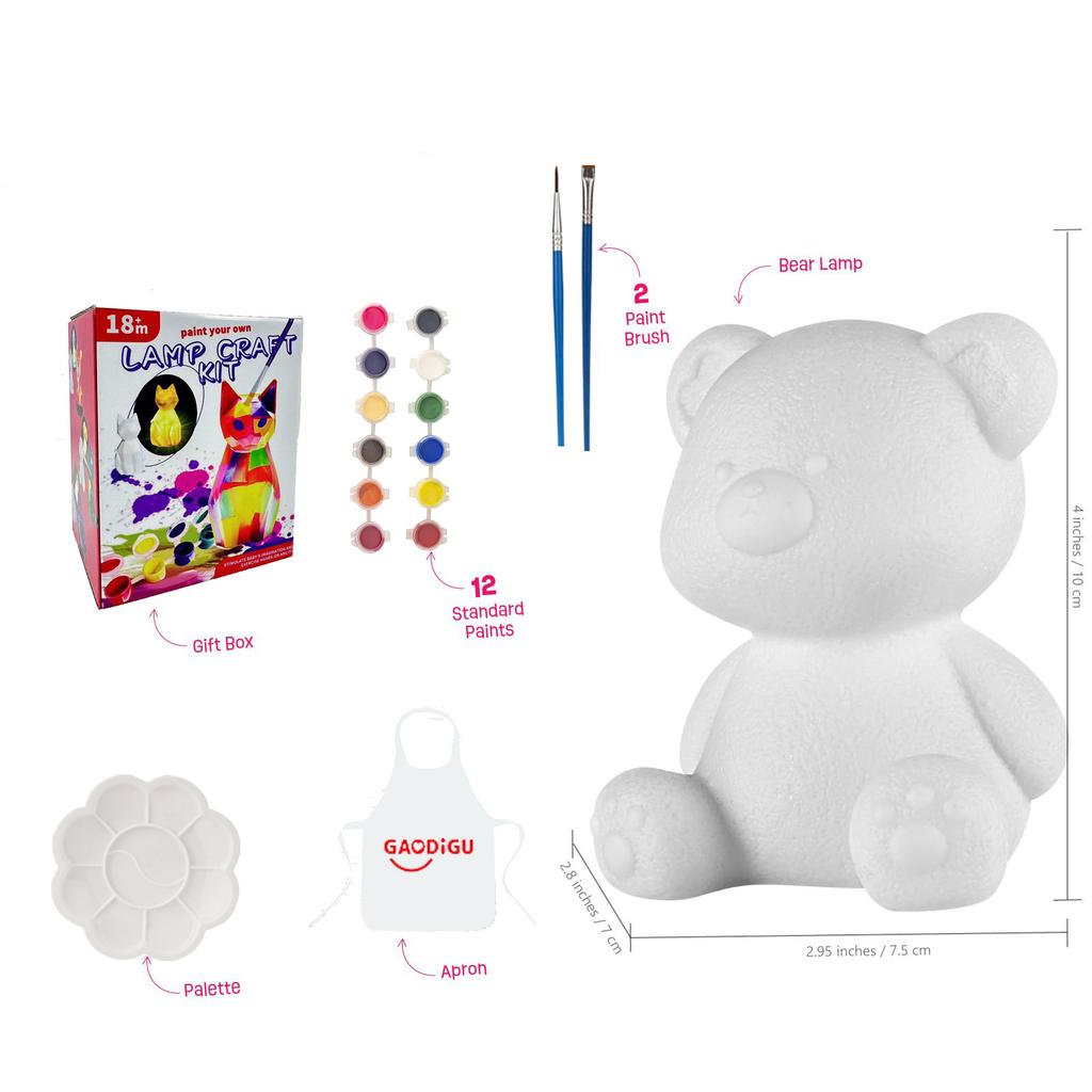 DIY Bear-Shaped Lamp, 3D Kids' Night Light, Craft Kit for Children Aged 4–12