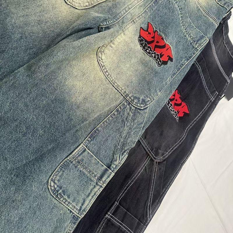 RogueWave Y2K Nové Streetwear Džíny Vintage Prané Volné Džíny Harajuku Punk Rovné Ležérní Gotické Široké Kalhoty