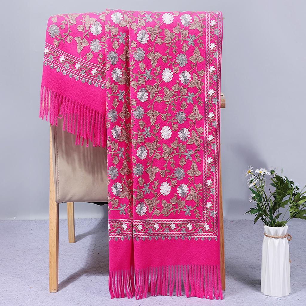 Ethnic style embroidered new autumn and winter knitted faux cashmere scarf for women, thickened paisley embroidered shawl from Lijiang