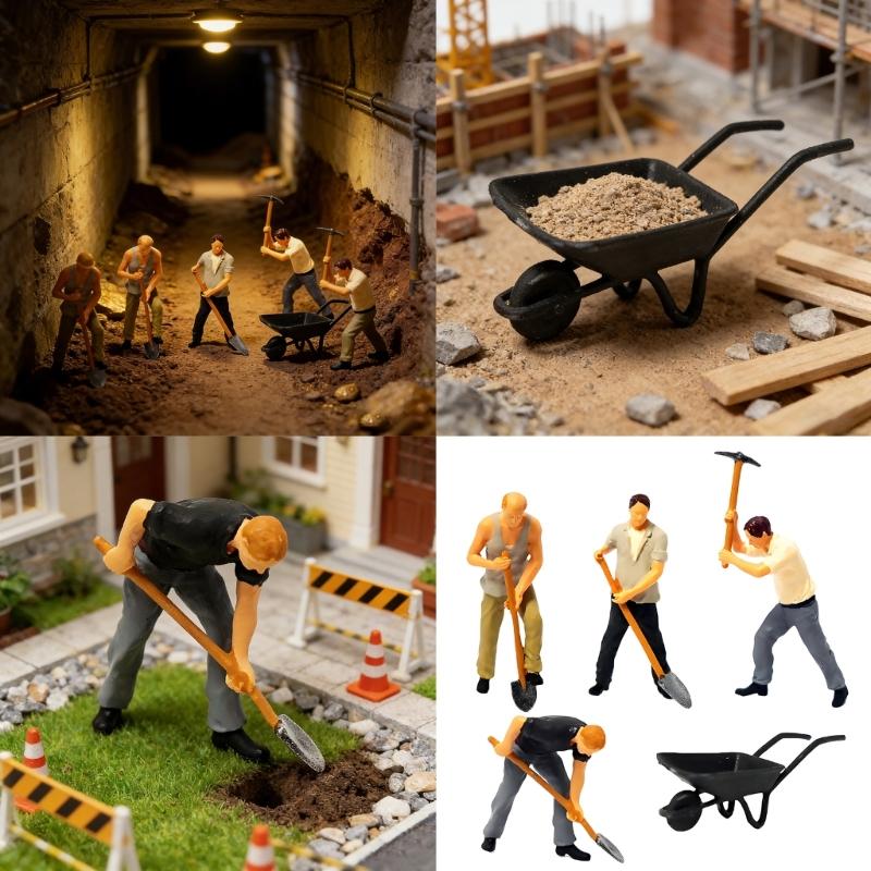 Realistic Mini Construction Worker Digging Scene In 1:64 Scale Resin Craft Road Construction Model for Display & Fun