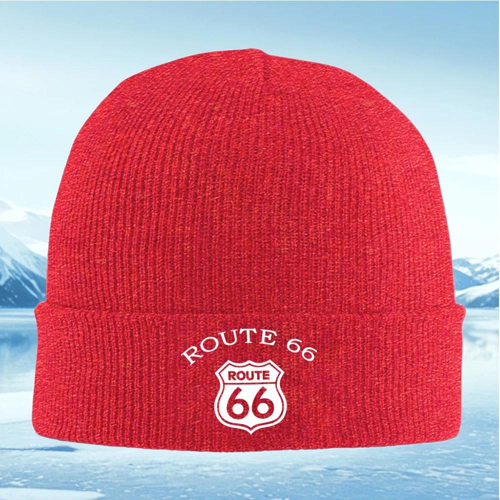 Route  Sign Iconic Road Unisex Women Unisex Knitted Hat Beanie Pullover Cap Winter Thermal Warm Christmas Outdoor Cycling Hiking