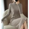 Autumn and Winter New Semi-turtleneck Solid Color Tight-fitting Sweater Dress Women's Long Slim-fitting Knitted Sweater