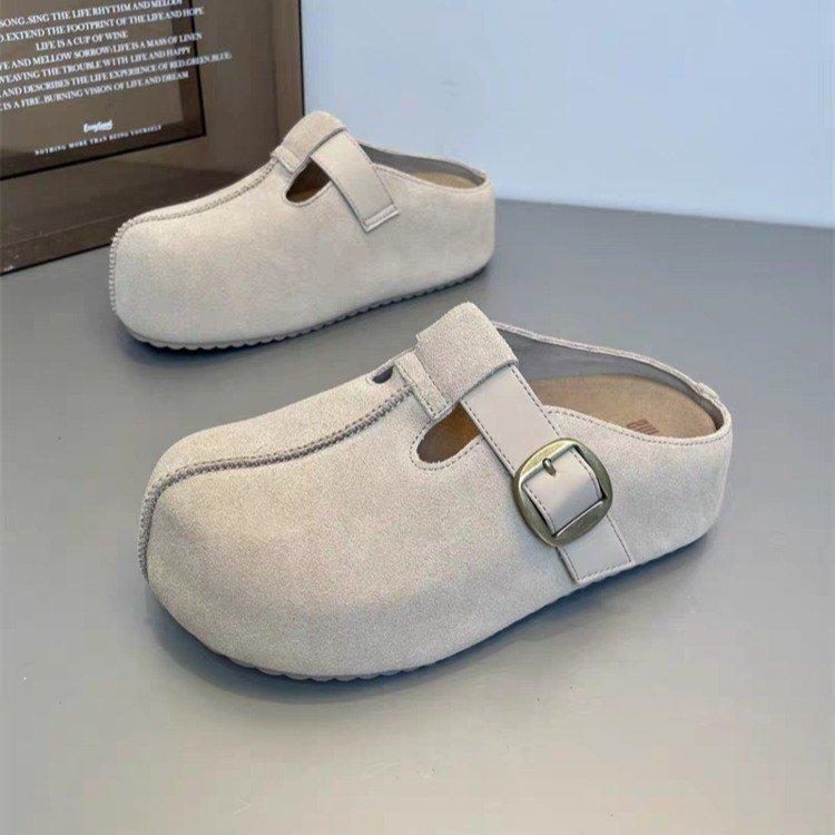 Women's Slippers Wedge Heel Flannel Cover Toe Women's Mules Leisure Outdoor New 5cm Internal Height Big Head Zapatillas De Mujer