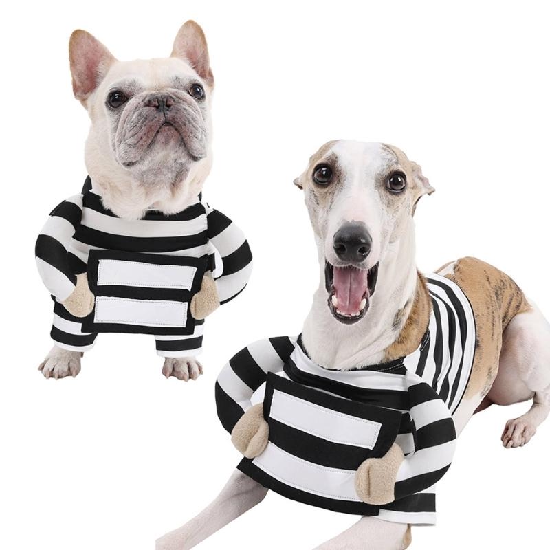 Pet Prisoner Costume Entertaining Festival Outfit Party Wear for Small To Large Cats Dog Masquerade Birthday Celebration