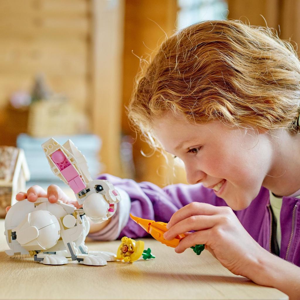LEGO Creator Expert White Rabbit Toy, Gift for Birthdays, Christmas, Girls, Boys, Ages 8, 9, 10, Elementary School Students, Animal Creature, 31133