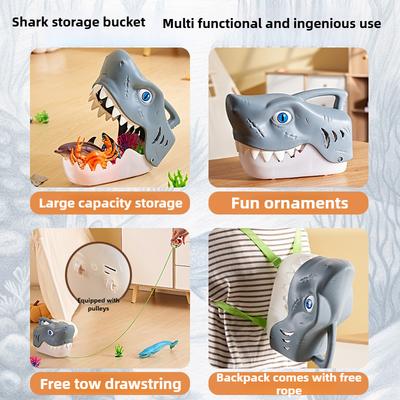 Meerestier Spielset Ozeanleben Modelle Kinder Simuliertes Meerestier Modell Cartoon Hai Kopf Aufbewahrungsbox Spielzeugset