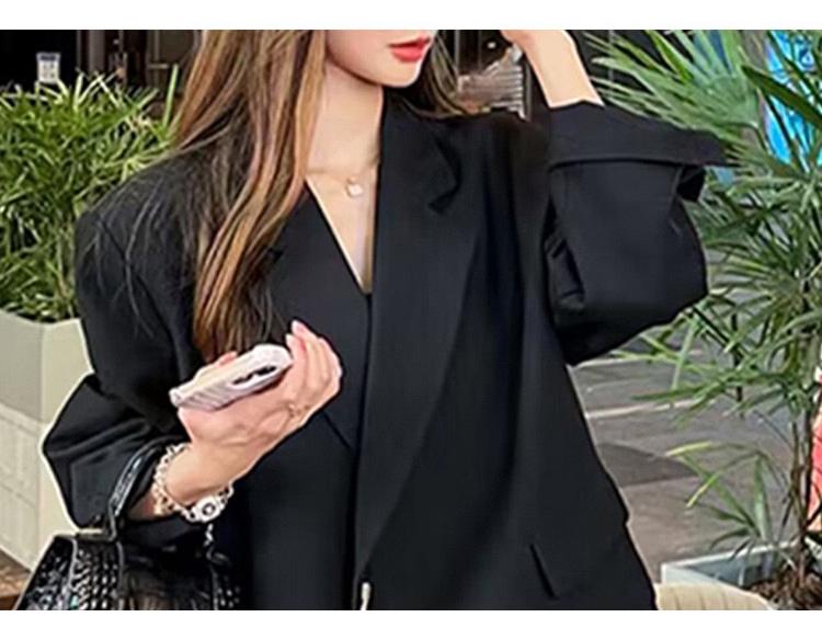 Women's Large Rose Red Suit Jacket, Medium-Long Casual Blazer for Spring and Autumn [0120]