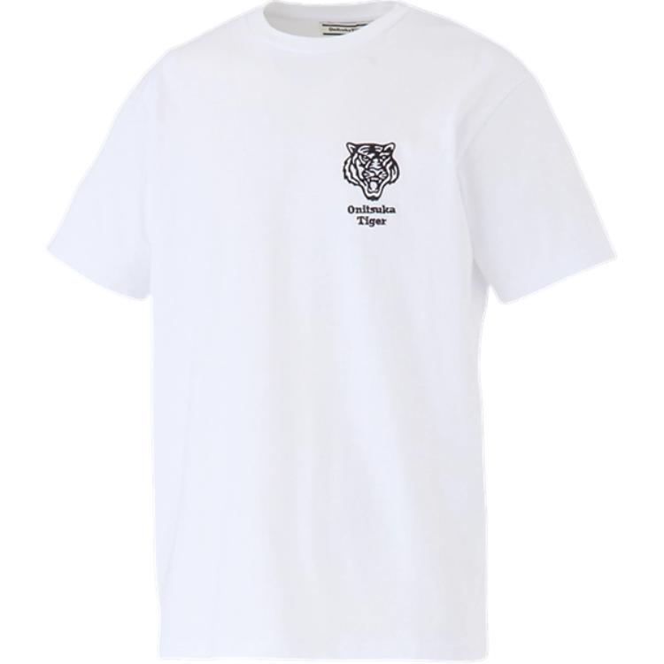 ONITSUKA TIGER Logo Embroidered Crew Neck Short Sleeve T-Shirt Unisex Tops White 2183B457-100