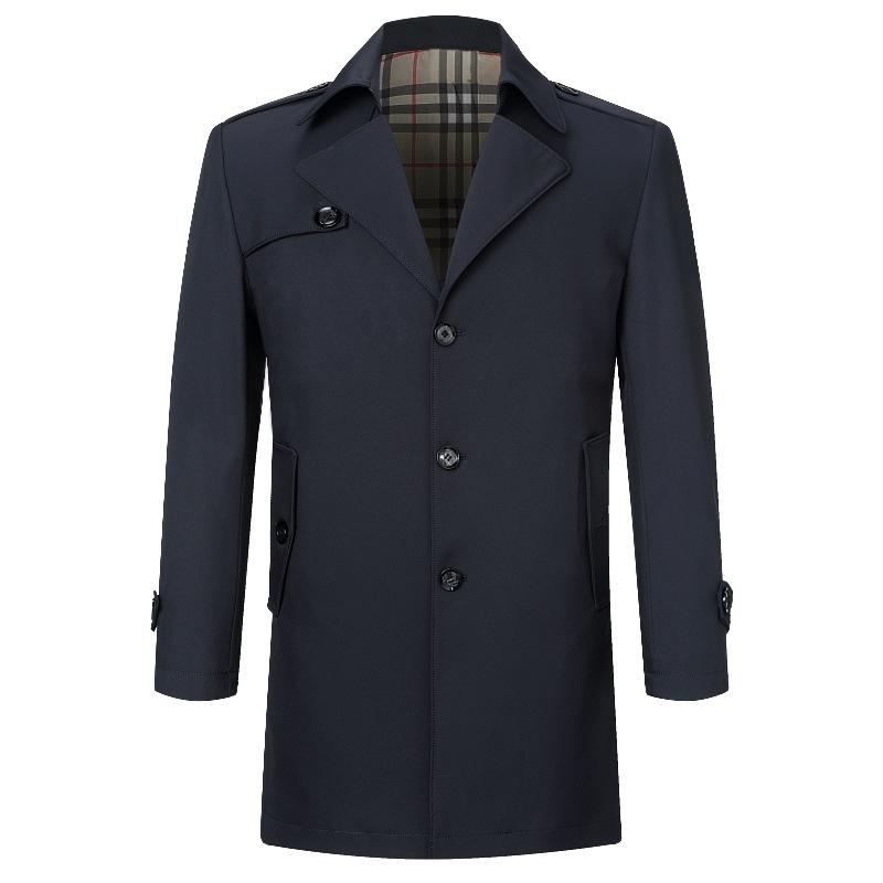 Spring and Autumn new style windbreaker men's mid-length mulberry silk suit collar business casual jacket for young and middle-aged people