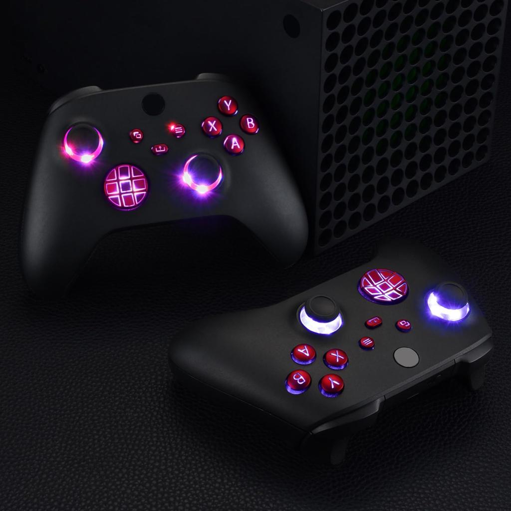 EXtremeRate Mehrfarbig beleuchtetes und ABXY-Tastenset für Xbox Series DTF V2 LED-Kit für Xbox Core Controller Modell 1914 Controller nicht enthalten