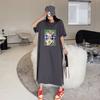 Korean Large-size Women's Clothing Is Thin and Versatile, Loose Straight T-shirt Dress, Women's Tide Summer Lazy Style Long T-shirt Skirt
