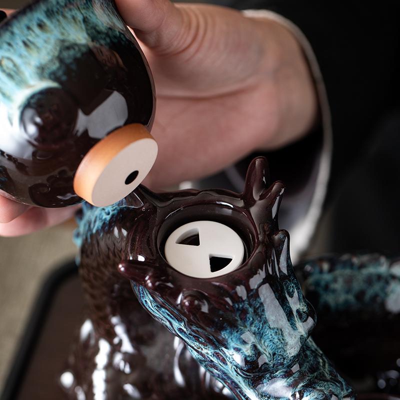 1 Set, Creative Lazy Tea Set, Semi-automatic Dragon Teapot, Magnetic Rotating Water-conducting Tea Set, Chinese Kung Fu Tea Set